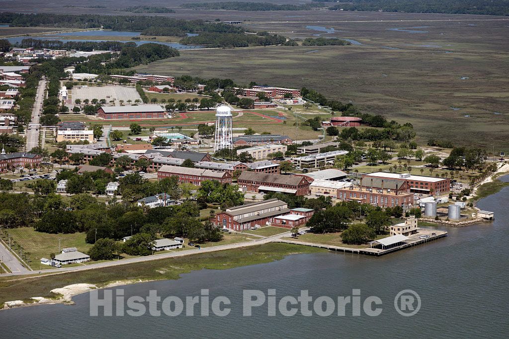 Photo- Aerial View of Marine Corps Recruit Depot Parris Island, commonly Known as just Parris Island, is an 8,095-acre U.S 2 Fine Art Photo Reproduction
