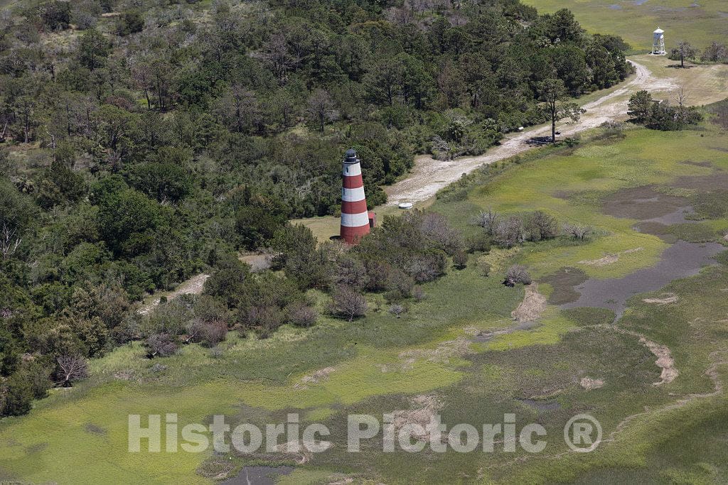 Photo - Aerial View of Sapelo Island Lighthouse, a Nautical Light Near ...