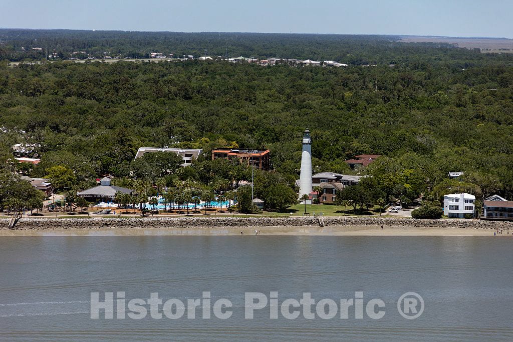 Photo - Aerial View of The St. Simons Island, Georgia, Lighthouse Museum- Fine Art Photo Reporduction