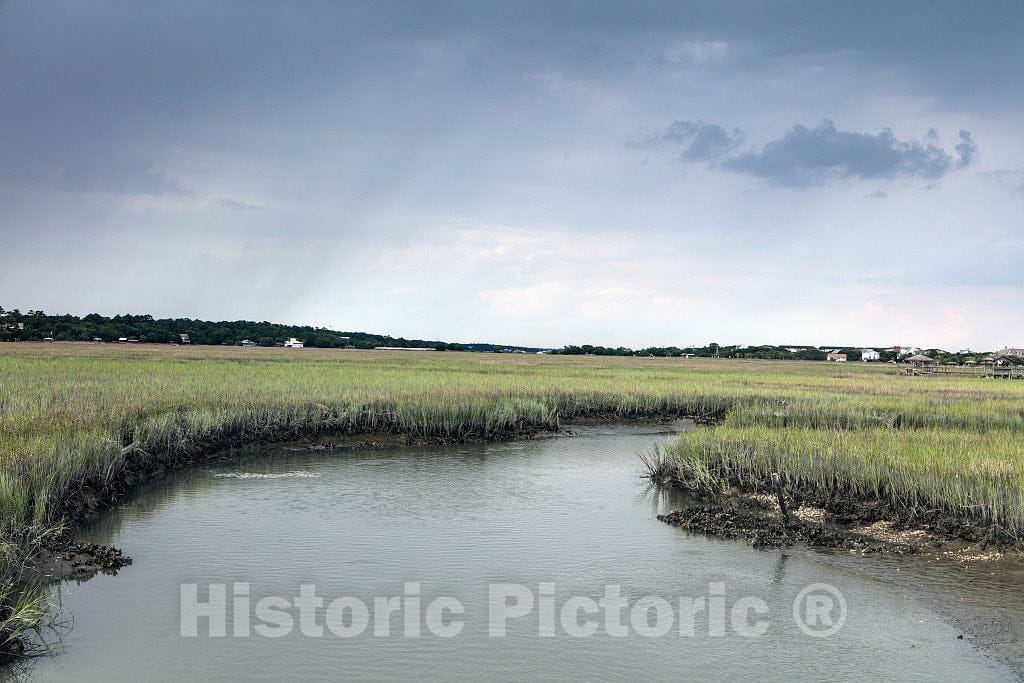 Photo- Scene on marshy Pawley's Island, a barrier island in Georgetown County, South Carolina 5 Fine Art Photo Reproduction
