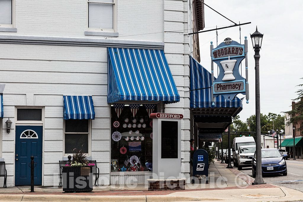 Photo - Woodard's Pharmacy, an Old-Fashioned Lunch Counter and Full-Serve Pharmacy in Downtown Hertford, North Carolina- Fine Art Photo Reporduction