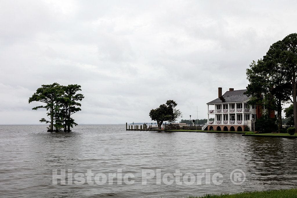 Photo- View of the historic Penelope Barker House, across Edenton Bay in Edenton, North Carolina that serves as the visitor center for the town 1 Fine Art Photo Reproduction