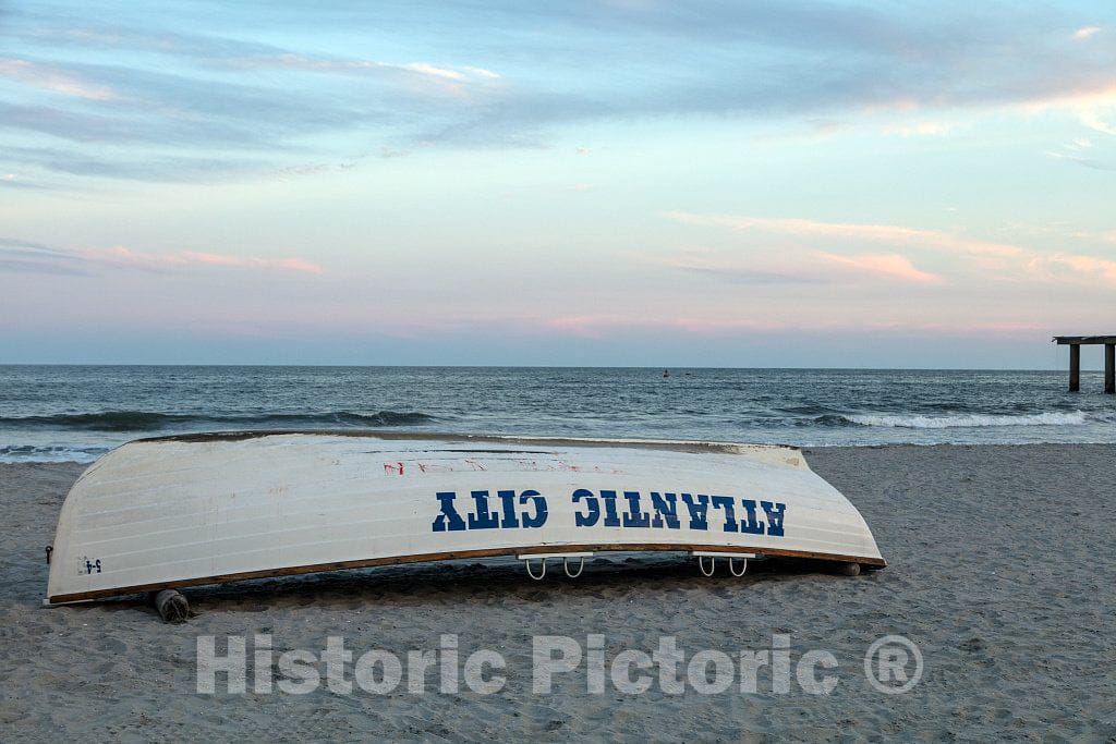 Photo - Lifeguard Lifeboat in Atlantic City, New Jersey- Fine Art Photo Reporduction