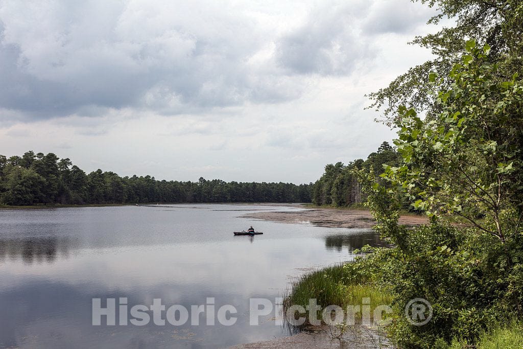 Photo- Fishing on Batsto Lake in The Historic Village of Batsto in The Pine Barrens of New Jersey 1 Fine Art Photo Reproduction