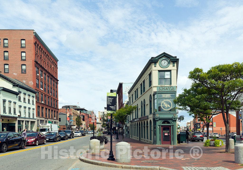 Photo - The Flatiron-Shaped H.H. Hay Company Building in Downtown Portland, Maine- Fine Art Photo Reporduction