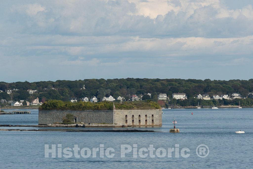 Photo- View of Historic Fort Gorges in The Busy Harbor on Casco Bay in Portland, Maine's Largest City 1 Fine Art Photo Reproduction