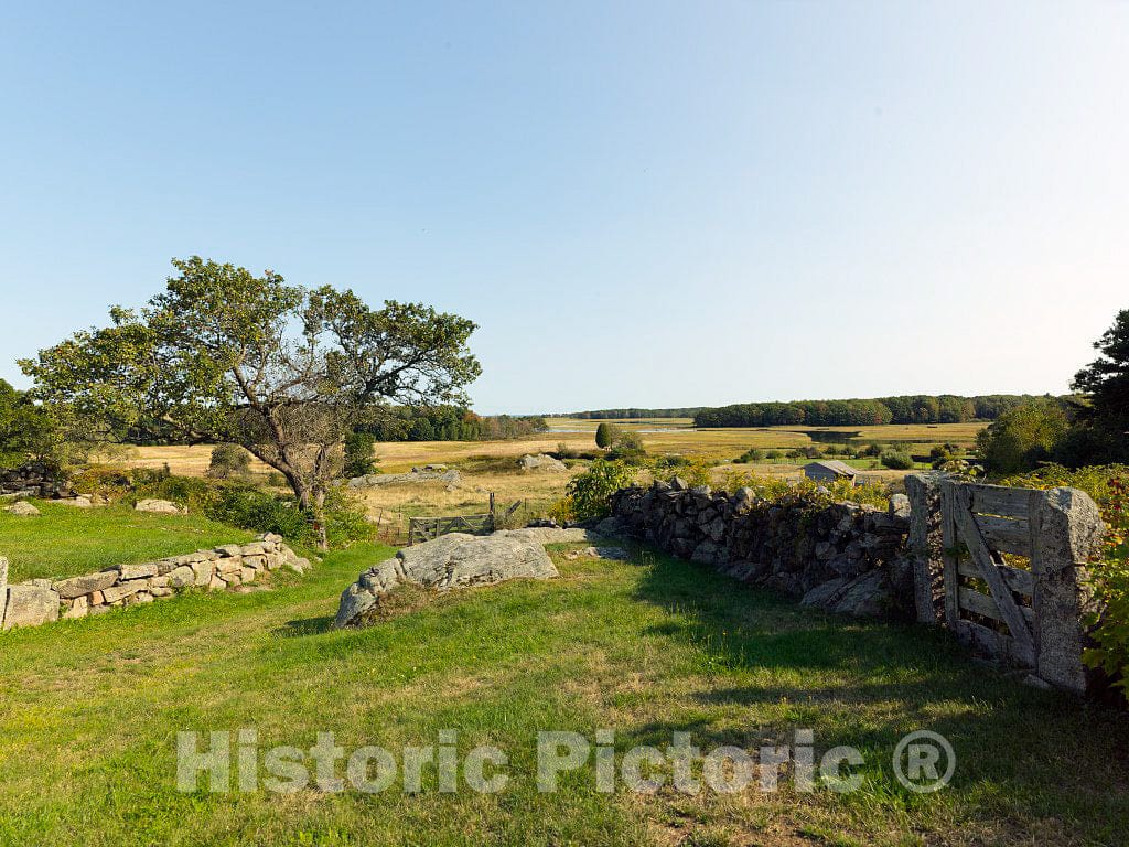 Photo - Field with Rock Walls with Distant View of Marsh Near Kennebunkport, Maine- Fine Art Photo Reporduction