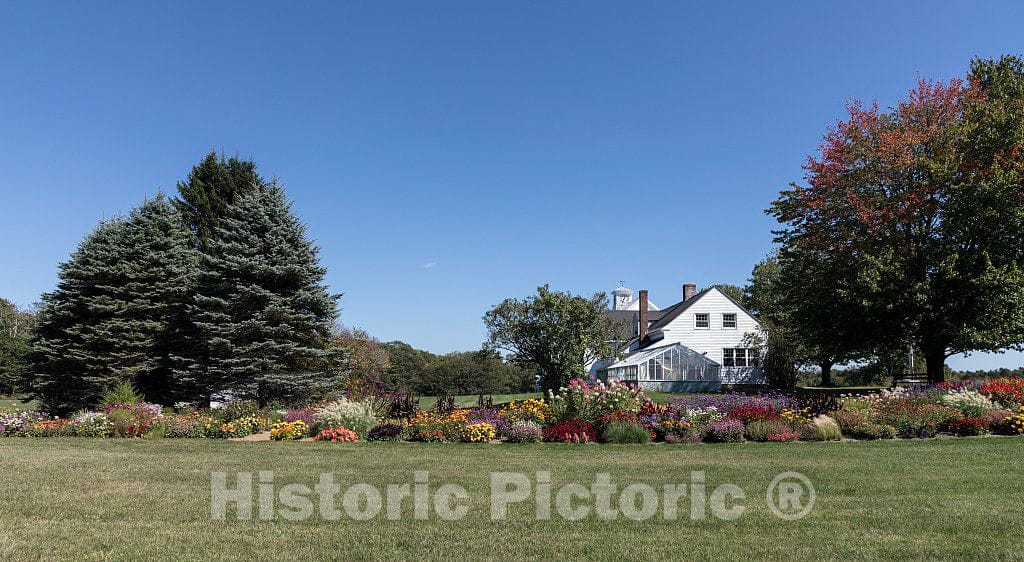 Photo - Flower beds and Greenhouse at a Farm Near Brunswick, Maine- Fine Art Photo Reporduction