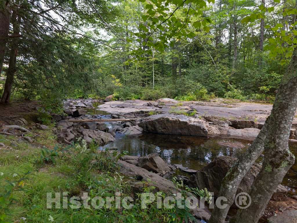 Photograph - The Limington Rapids on the rocky Saco River, near Limington, Maine, are a family attraction. There's a venerable picnic area with rain-worn roof shelters up the bank from here 3