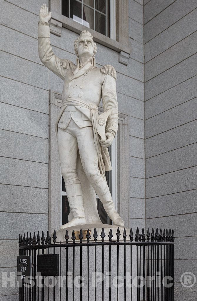 Photo - Sculptor Larkin Nead's Statue of Ethan Allen on The Porch of The Vermont Capitol, Known Locally as The State House, in The state's Capital City, Montpelier