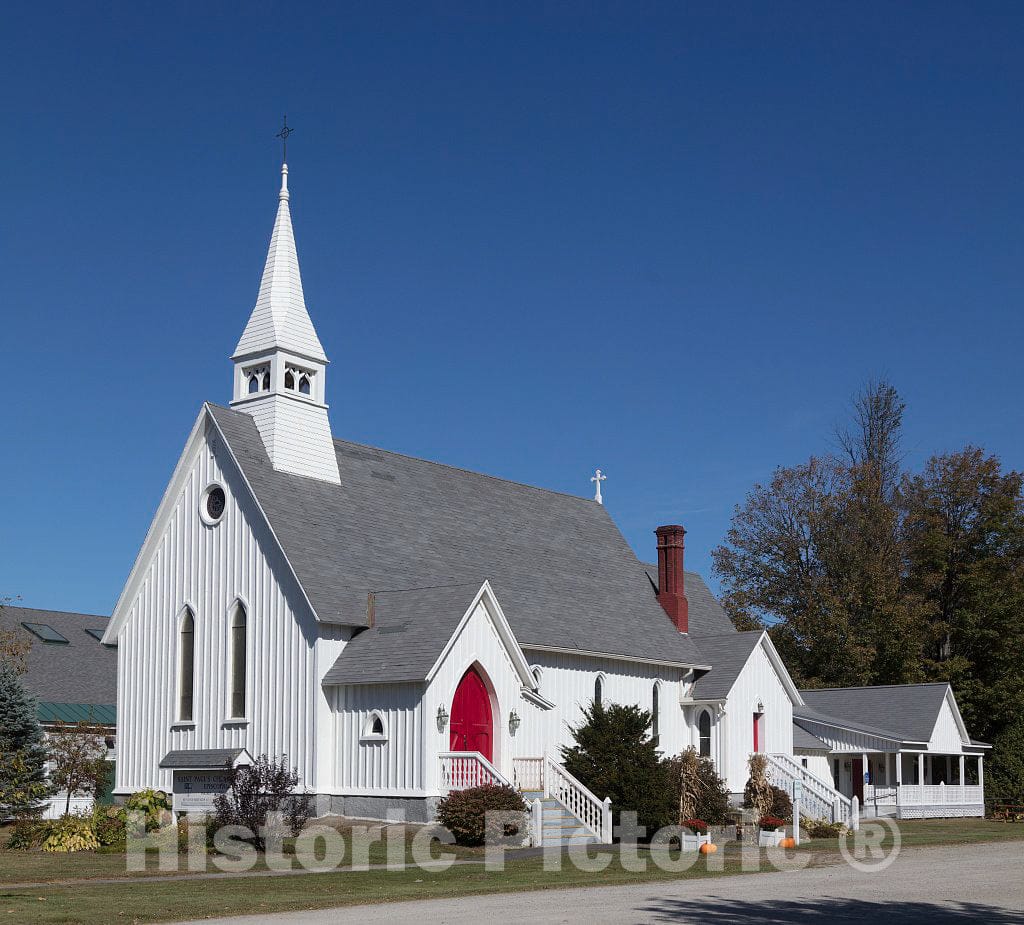 Photograph- St. Paul's Episcopal Church in Lancaster, New Hampshire. Built in 1876 and modeled after a small English country church, it is one of the most Photographgraphed churches in New England