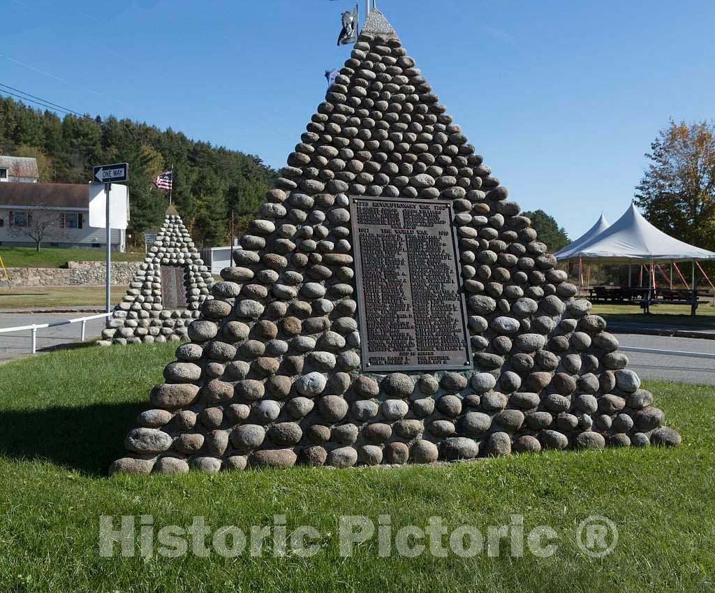 Photo - Two of Three Stone Pyramids That Form an Unusual war Memorial, to Those Lost in Wars Fought by, and in, The United States, in North Stratford, New Hampshire