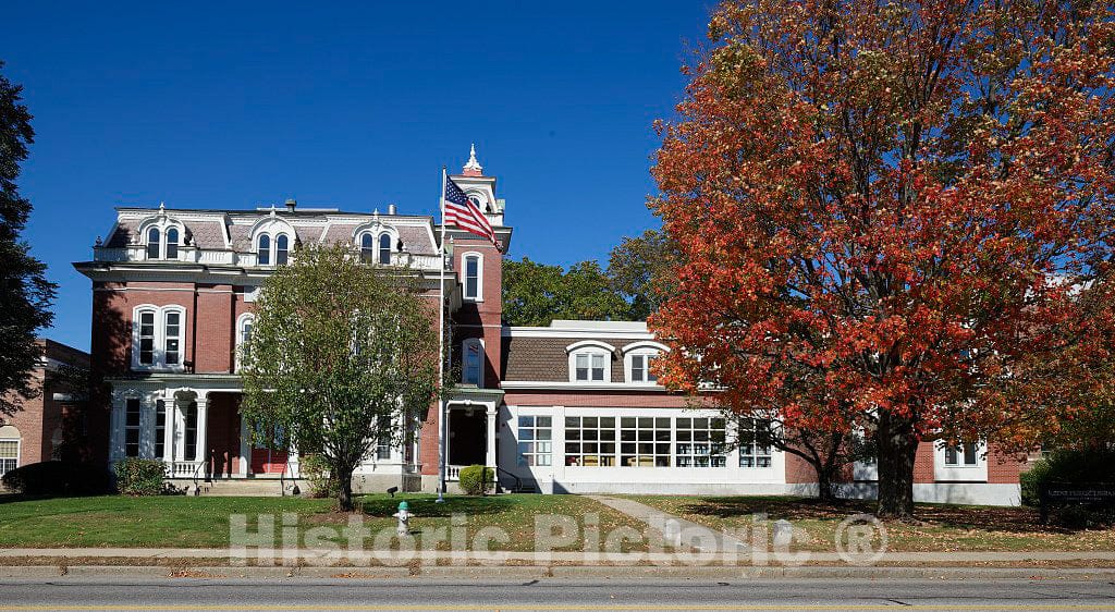 Photo- The Keene, New Hampshire, Public Library. in 1898 Edward Carrington Thayer Presented The Henry Colony House on West Street to The City for use as The Public Library
