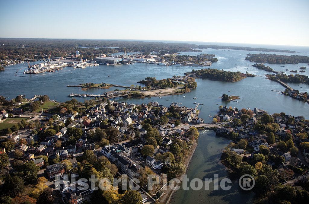 Photo- an October 2017 Aerial View of The Historic Seaport of Portsmouth, New Hampshire, The Largest City Along The Shortest Coastline (18 Miles) of Any U.S. State 8