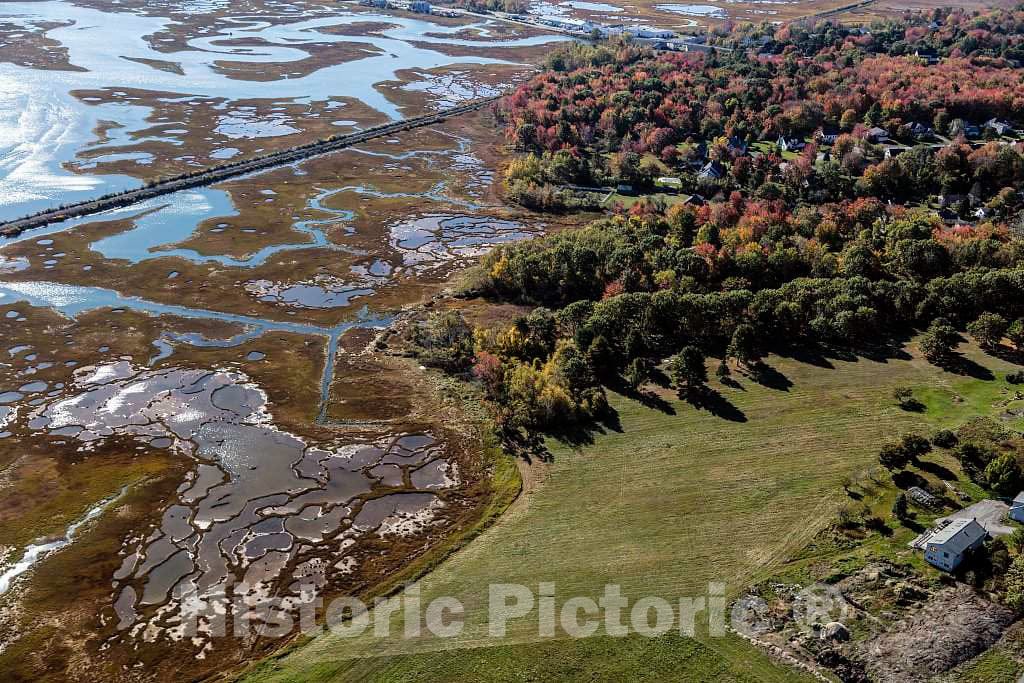 Photo- an October 2017 Aerial View of The Tidal Terrain, Including a Lone Railroad Track Near Old Orchard Beach, Maine 3 Fine Art Photo Reproduction