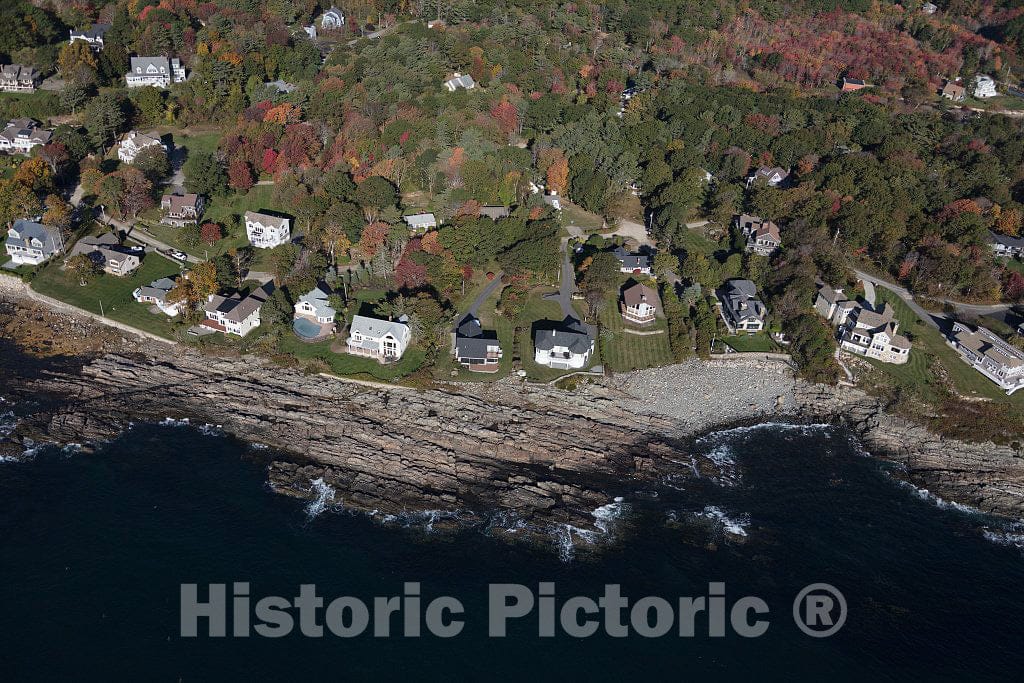 Photo- an October 2017 Aerial View of Homes in The aptly Named York Cliffs Village, a Part of The Seaside Town of York, Maine 2 Fine Art Photo Reproduction