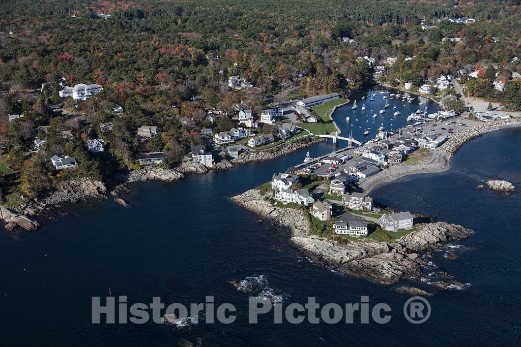 Photo - an October 2017 Aerial View of The Town and Harbor of Ogunquit, Maine- Fine Art Photo Reporduction