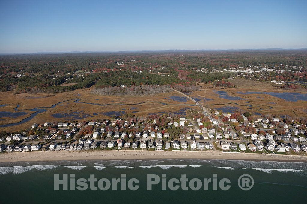 Photo- An October 2017 aerial view of homes along Ogunquit Beach, Maine, and a portion of the Wells National Estuarine Research Reserve behind them 2 Fine Art Photo Reproduction