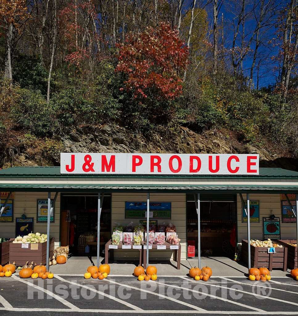 Photo - Fall Display at The J&M Produce Stand in Blowing Rock, North Carolina- Fine Art Photo Reporduction