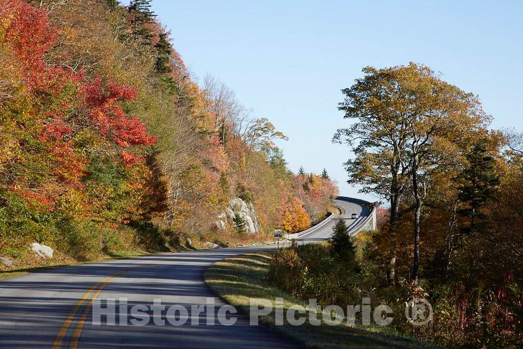 Photo- Fall Scene on a Stretch of Roadway Along The Southern reaches of The Blue Ridge Parkway, Near Blowing Rock, North Carolina 3 Fine Art Photo Reproduction