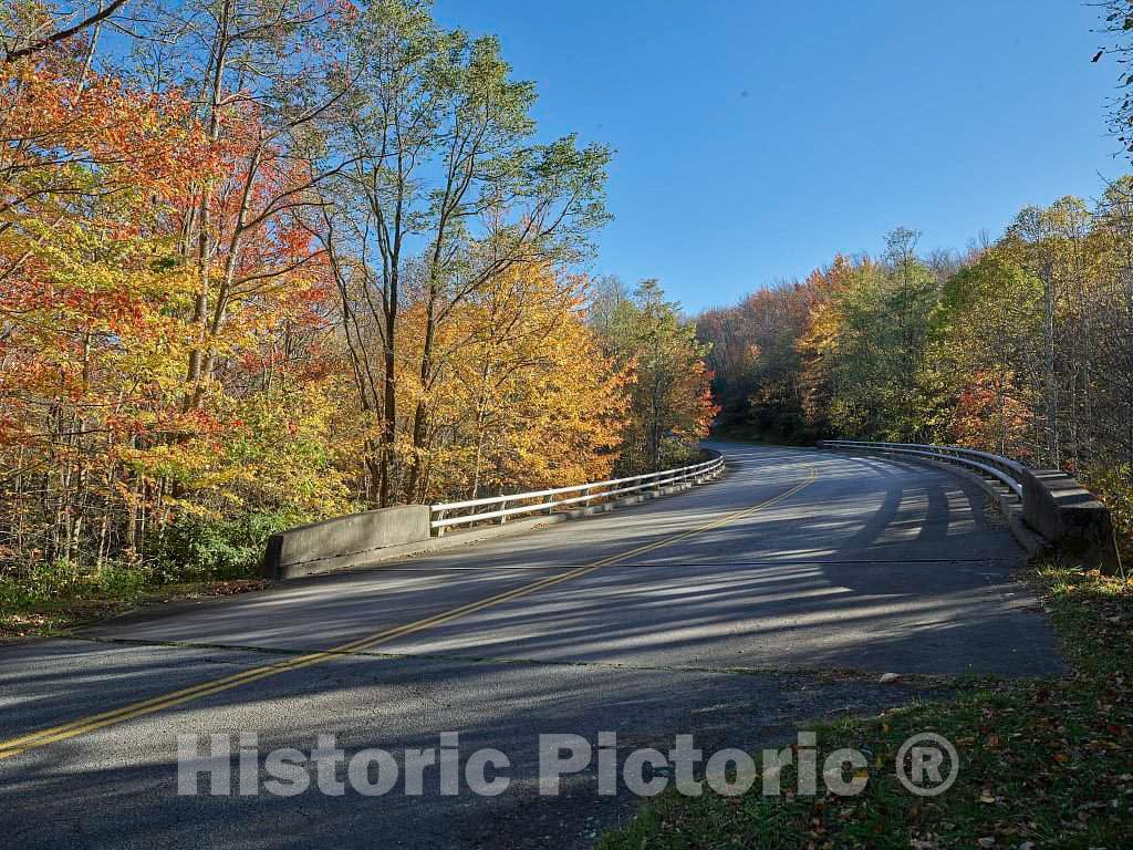 Photo- Fall Scene on a Stretch of Roadway Along The Southern reaches of The Blue Ridge Parkway, Near Blowing Rock, North Carolina 1 Fine Art Photo Reproduction