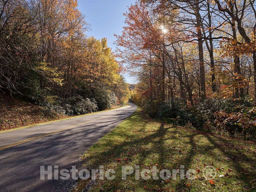 Photo- Fall Scene on a Stretch of Roadway Along The Southern reaches of The Blue Ridge Parkway, Near Blowing Rock, North Carolina 4 Fine Art Photo Reproduction