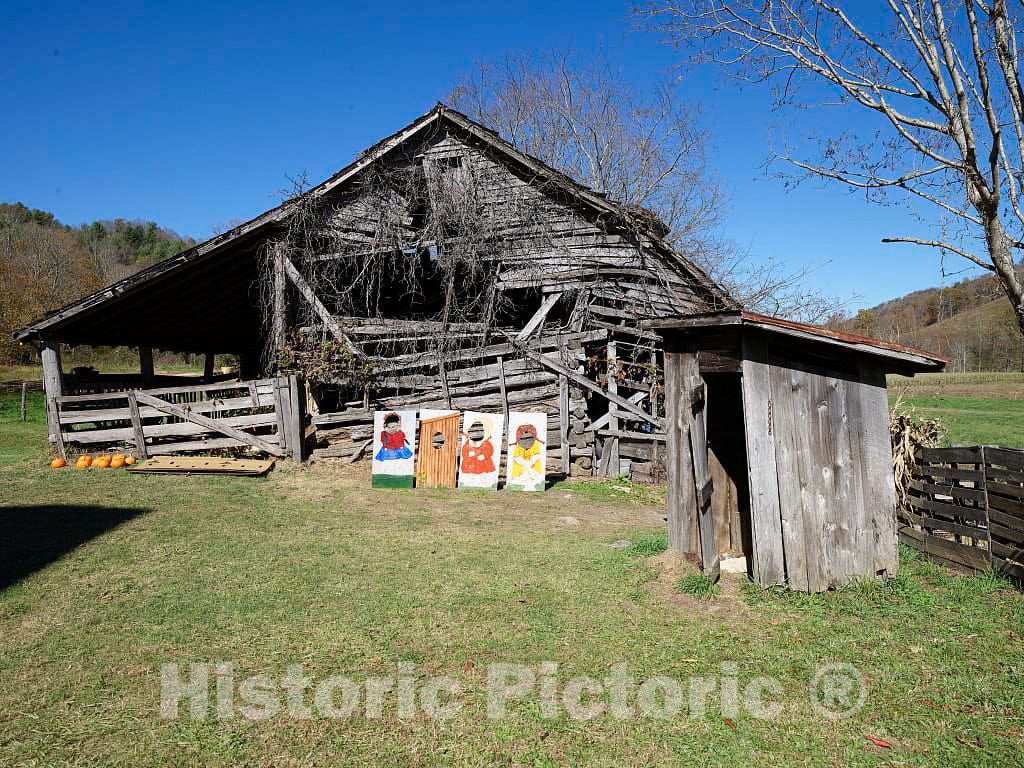 Photo- Rustic Cabin associated with The Nearby Mast Farm Inn, and Decorated with Pumpkins for The Fall Season, in Valle Crucis, North Carolina 2 Fine Art Photo Reproduction