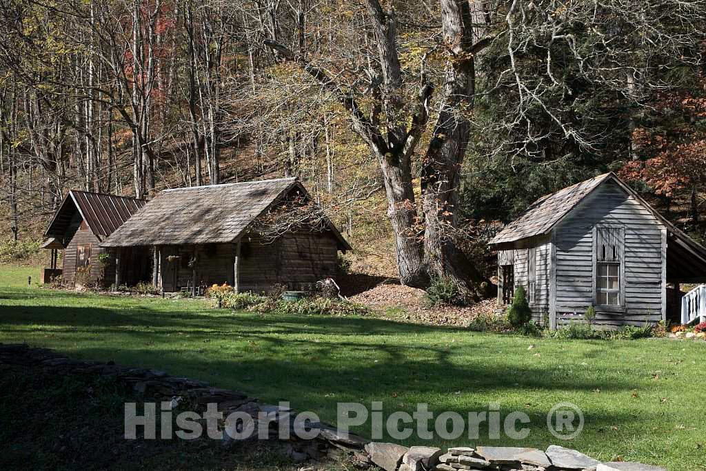 Photo - Rustic Cabins at The The Hickory Ridge Living History Museum in Boone, North Carolina- Fine Art Photo Reporduction