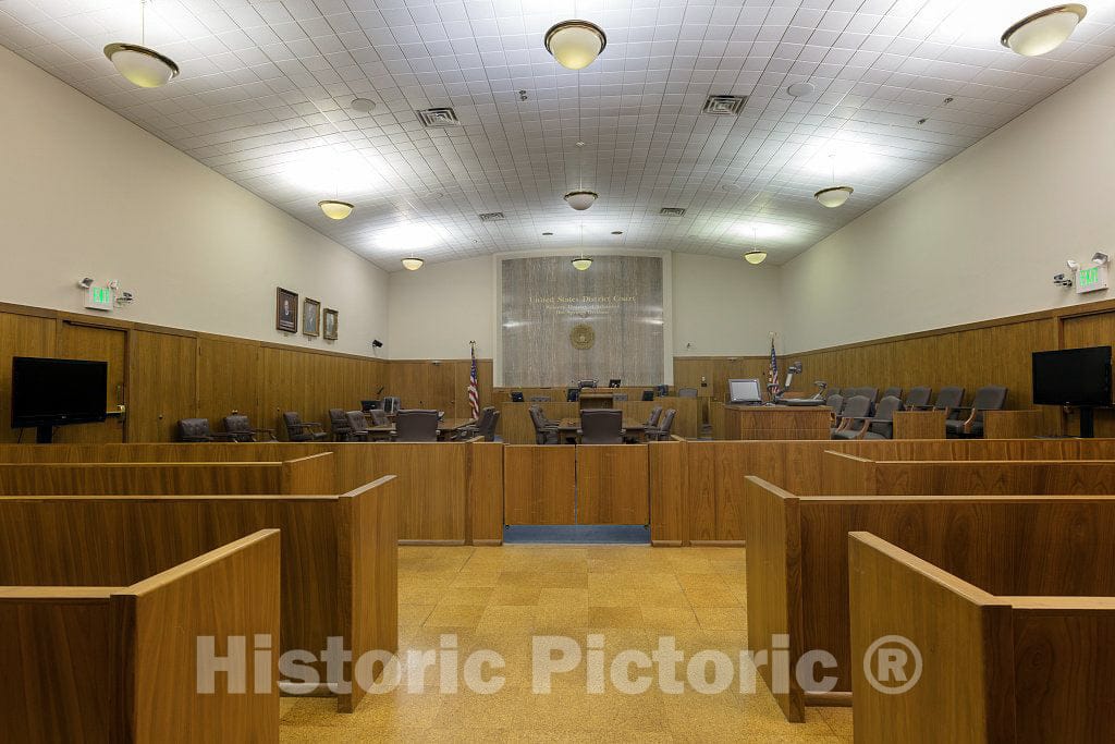 Photo - Courtroom. U.S. Post Office and Court House in Hot Springs, Arkansas- Fine Art Photo Reporduction
