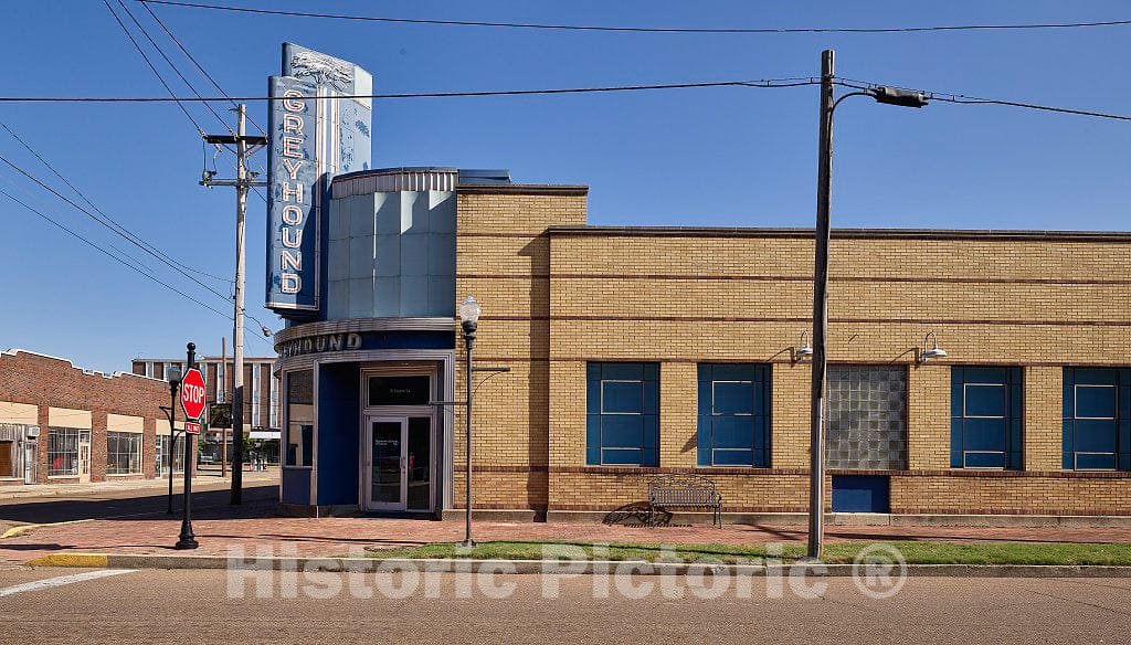 Photo - The Art Moderne-Style Greyhound Bus Terminal in Clarksdale, Mississippi, Dates to The Late 1930s- Fine Art Photo Reporduction