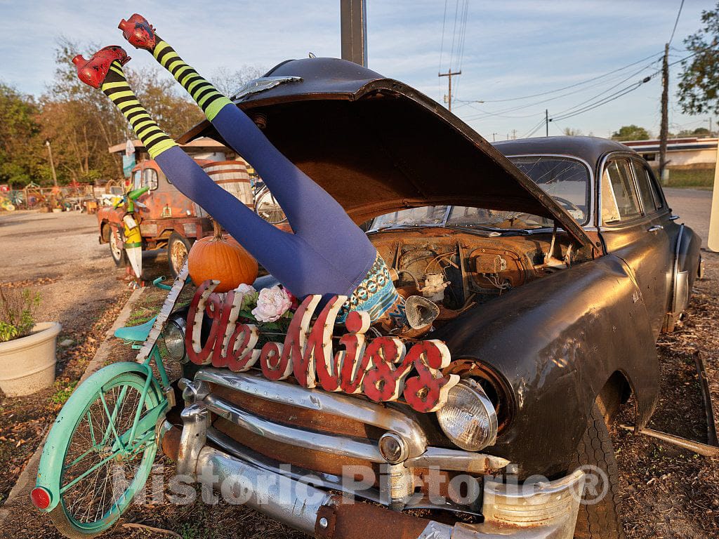 Photograph - Often Whimsical Assortment of Antiques and Low-Priced Collectibles at Randy Vernon's Antique Station, in and Around The Old Johnson's Wrecker Service Garage in Pontotoc 1