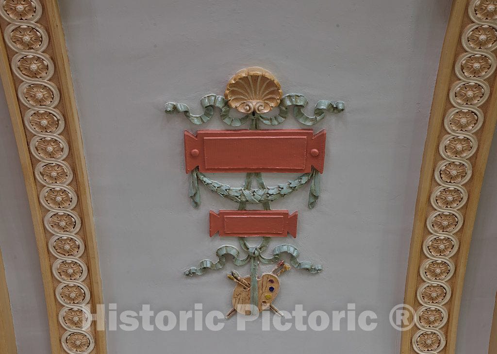 Photo - Architectural Details Decorating The Ceiling of The top Landing of The Grand Staircase at The Mississippi State Capitol in Jackson- Fine Art Photo Reporduction