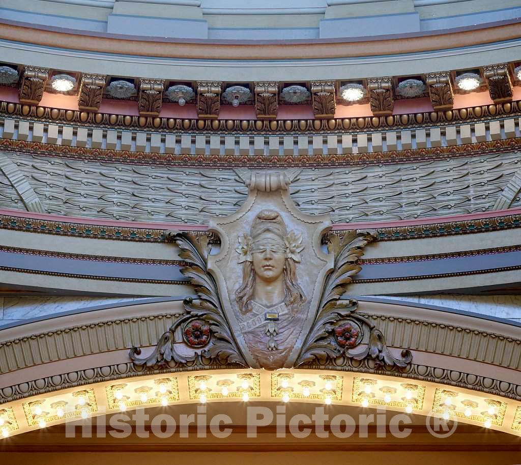 Photo - Relief of Lady Justice, one of Four on Opposing Sides of The rotunda, at The Mississippi State Capitol in Jackson- Fine Art Photo Reporduction