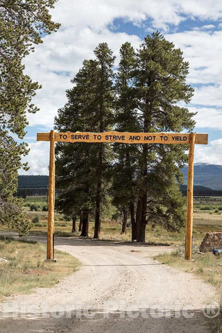 Photo- Entry/exit Point at The Basecamp at Outward Bound, a strenous Outdoor Leadership School and Physical-Training Venue Outside Leadville, high in Colorado's Rocky Mountains