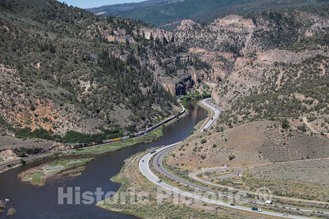 Photograph - Aerial view of an area west of Eagle, Colorado, and east of Glenwood Springs in Eagle and Garfield counties where the Colorado River begins its cut through the Rocky Mountains 13