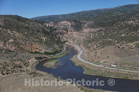 Photograph - Aerial view of an area west of Eagle, Colorado, and east of Glenwood Springs in Eagle and Garfield counties where the Colorado River begins its cut through the Rocky Mountains 1
