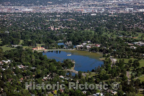 Photo - Aerial View Across Ferril Lake in City Park to Downtown Denver- Fine Art Photo Reporduction