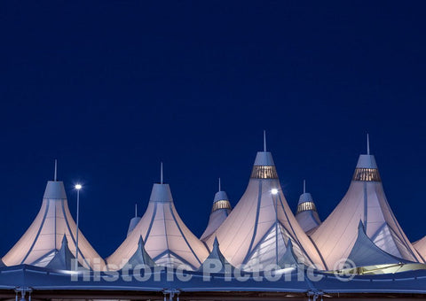Denver International Airport's peaked roof, outside Denver, Colorado, designed by Fentress Bradburn Architects 1