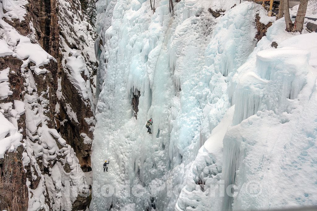 Photo- Climbers at The Ouray Ice Park, a Human-Made ice Climbing Venue in a Natural Gorge Within Walking Distance of The City of Ouray, Colorado 2 Fine Art Photo Reproduction
