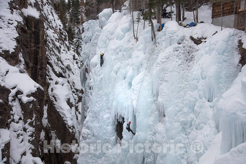 Photo- Climber at The Ouray Ice Park, a Human-Made ice Climbing Venue in a Natural Gorge Within Walking Distance of The City of Ouray, Colorado 3 Fine Art Photo Reproduction