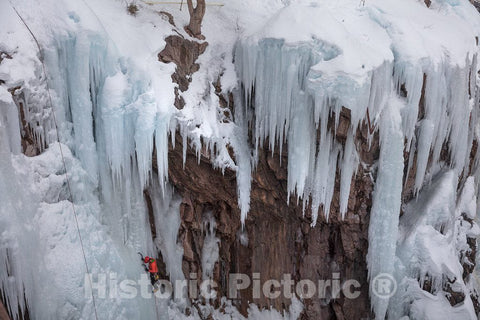 Photo- Climber at The Ouray Ice Park, a Human-Made ice Climbing Venue in a Natural Gorge Within Walking Distance of The City of Ouray, Colorado 4 Fine Art Photo Reproduction