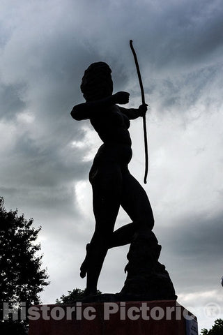 Photo- Silhouette of The Diana Statue That Stands Before The Union Depot Train Terminal in Pueblo, Colorado 2 Fine Art Photo Reproduction