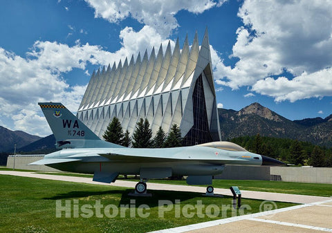 Photo- Fighter Jet Outside The United States Air Force Academy Cadet Chapel in Colorado Springs, Colorado 1 Fine Art Photo Reproduction