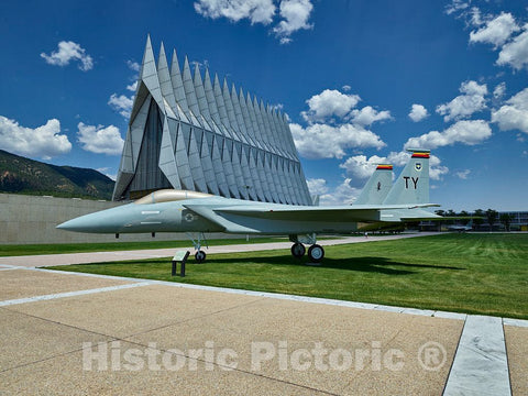 Photo- Fighter Jet Outside The United States Air Force Academy Cadet Chapel in Colorado Springs, Colorado 2 Fine Art Photo Reproduction