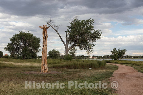 Photo - Totem Pole Along Lake Minnequa in Pueblo, Colorado's, Bessemer Park- Fine Art Photo Reporduction