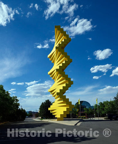 Photograph - Herbert Bayer is probably best known in Denver, Colorado, for his canary-yellow sculpture"Articulated Wall," a constructivist composition erected in 1985, the year he died 1