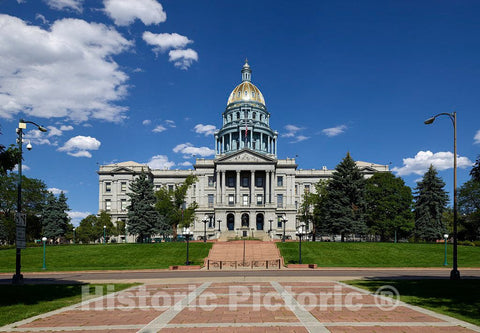 Photo- The Golden-Domed Colorado State Capitol Building in Denver Houses The Colorado General Assembly and The Offices of The Governor of The Rocky Mountain State 2
