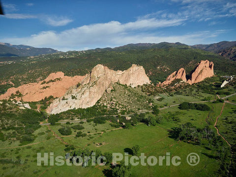 Photo- Aerial View of Some of The Standout red-Rock Formations at The Garden of The Gods, a municipally Owned and Free Park in Colorado Springs, Colorado 4 Fine Art Photo