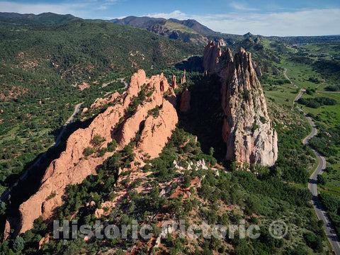 Photo- Aerial View of Some of The Standout red-Rock Formations at The Garden of The Gods, a municipally Owned and Free Park in Colorado Springs, Colorado 5 Fine Art Photo
