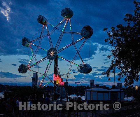 Photo - A Ride Revolves at The Historic Lakeside Amusement Park in Denver, Colorado, which Opened in 1908 Adjacent to Lake Rhoda- Fine Art Photo Reporduction